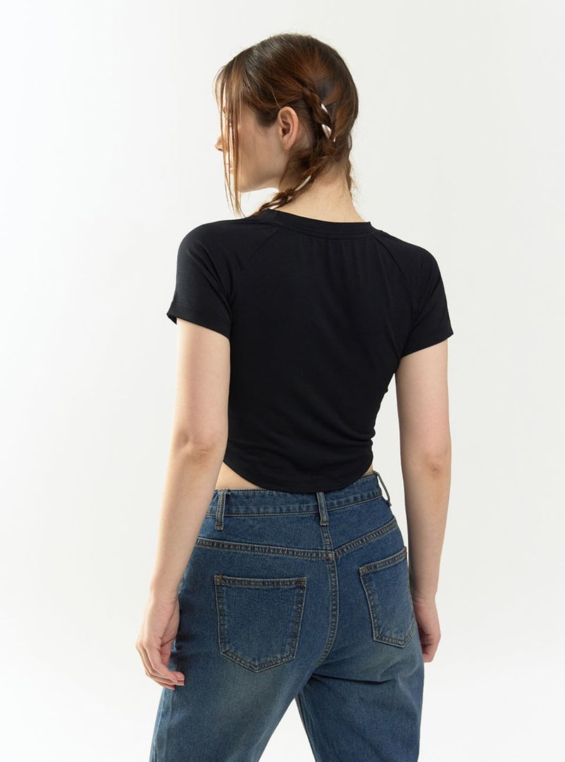 Heart bunny Raglan Crop-T (black)