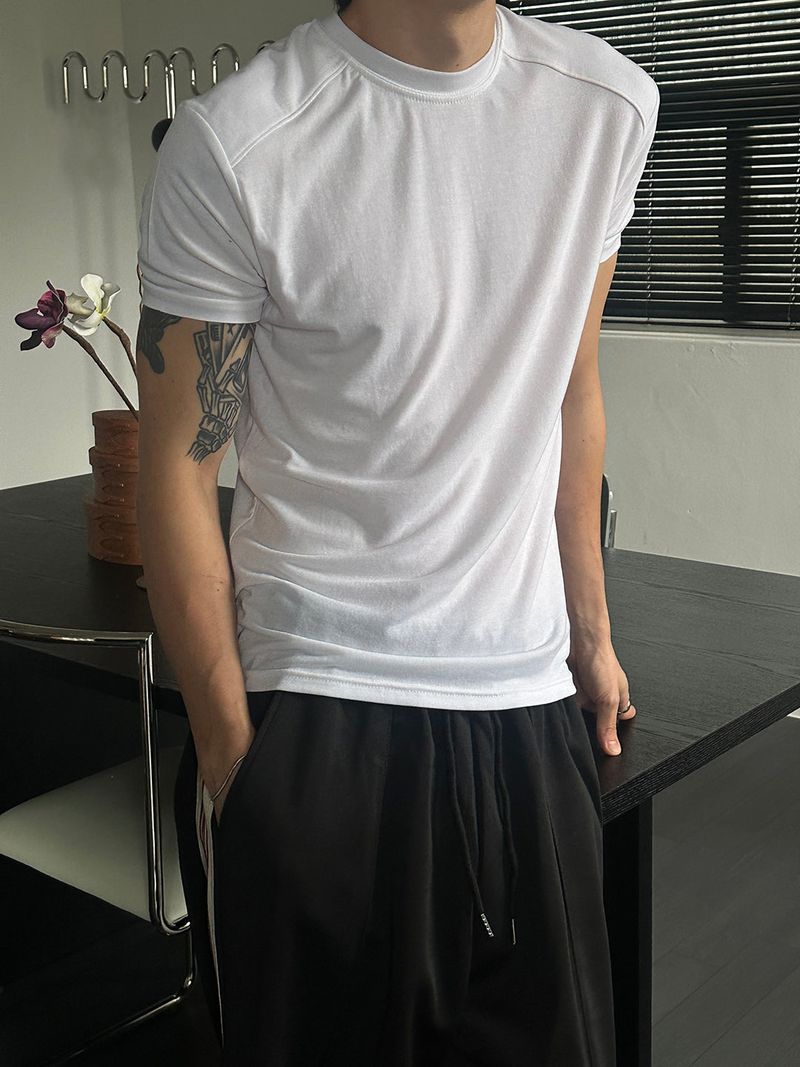 LAURANT（ロラン）の「Ice tencel shoulder line half t-shirts(4color)（Tops）」
