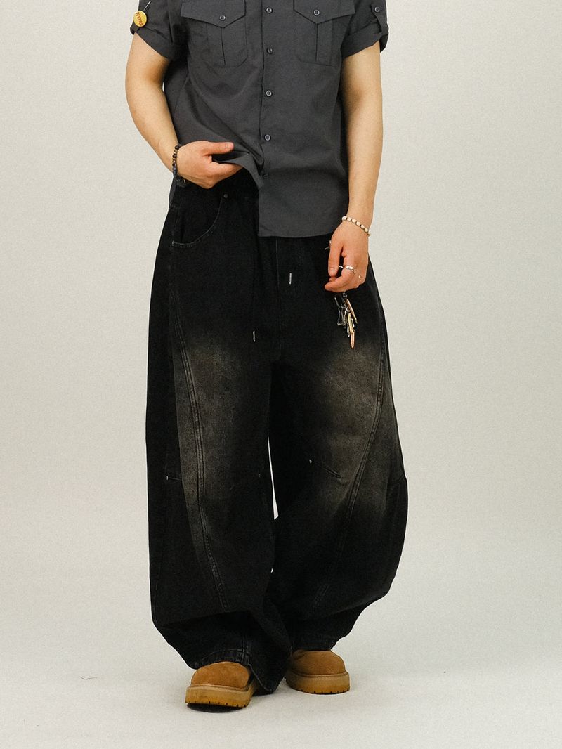 EA PINTUCK CURVED DENIM PANTS