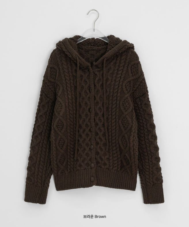 Dimtro Cable Hood Knit Cardigan