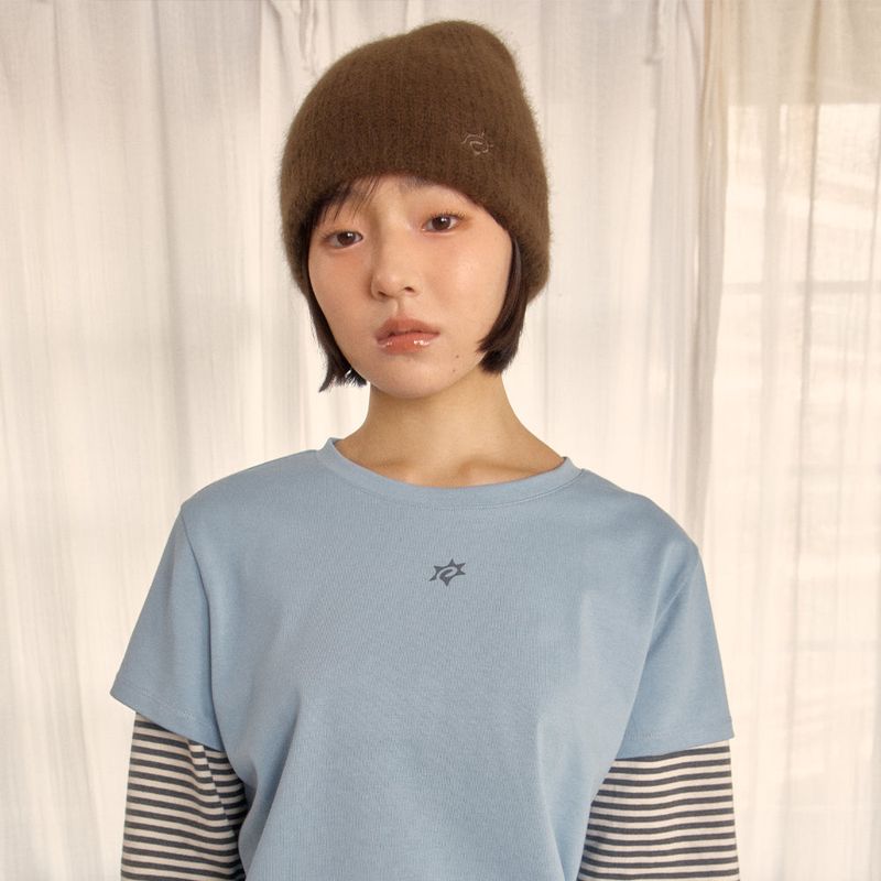 HAIRY KNIT BEANIE (BROWN)