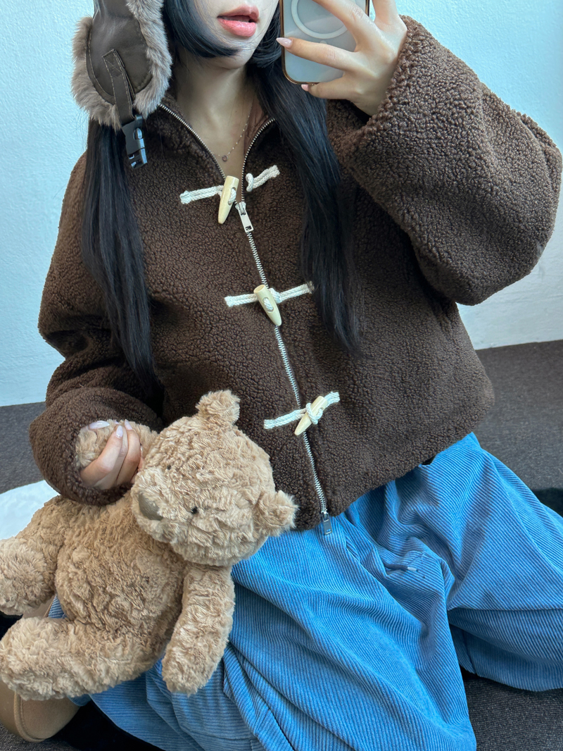 TEDDY CURLY🤎CUTIE PETIT ZIP UP 🤎🧸🐏3COLOR