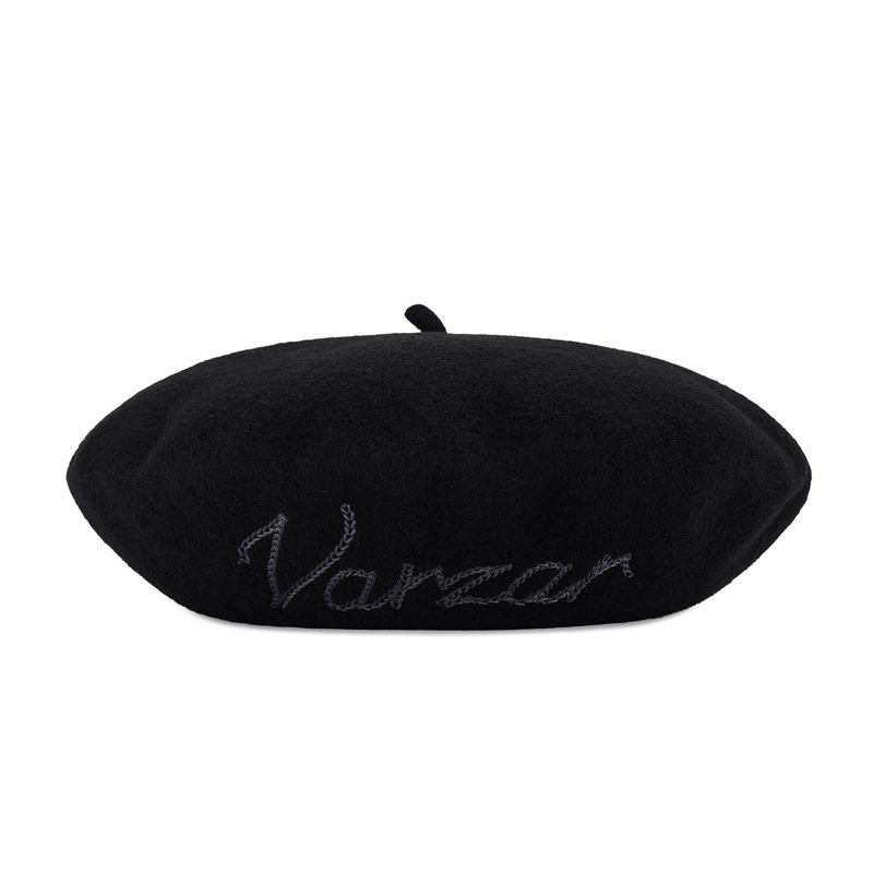 VARZAR Cursive Logo Wool Beret / Black