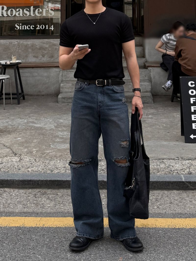 Dis damage flare denim pants