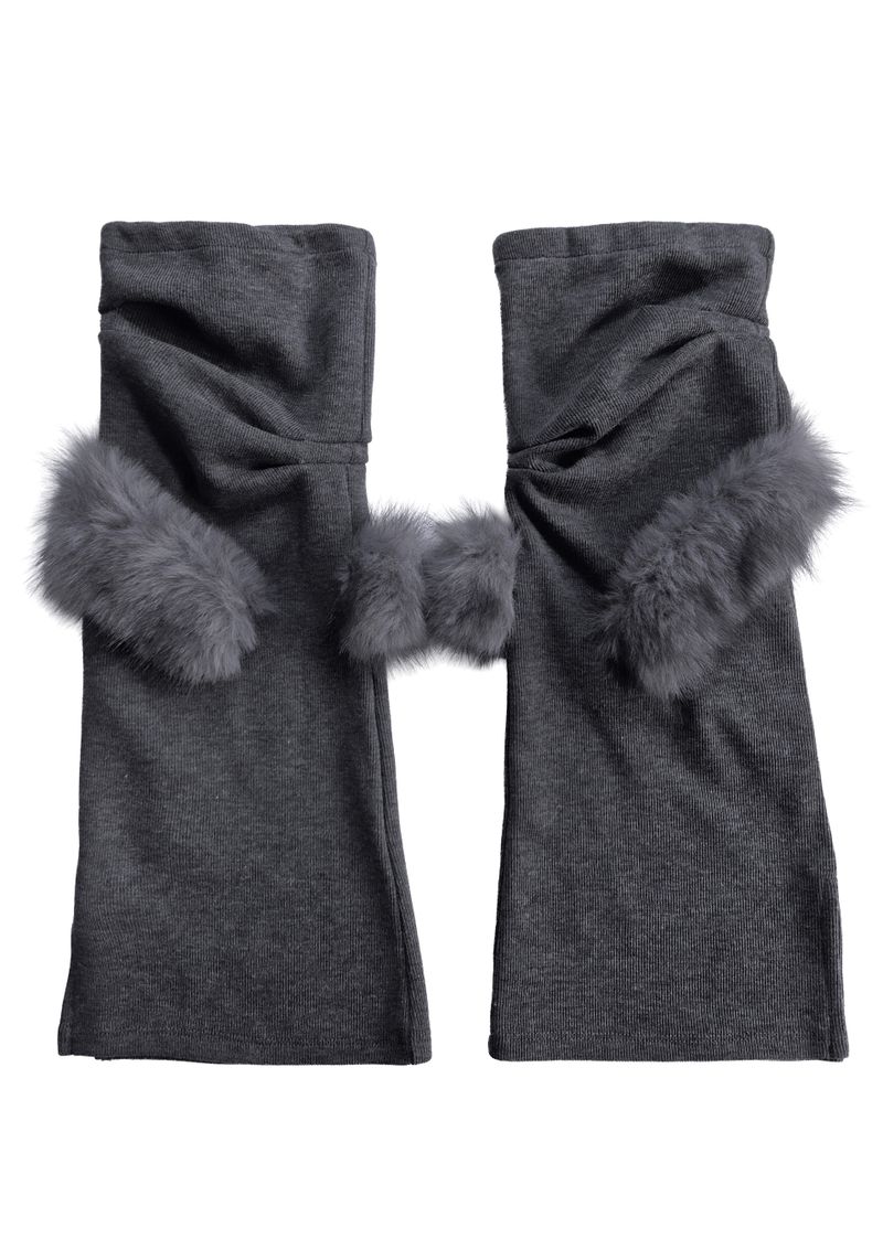 CURVED FUR LEG WARMERS . GRAY
