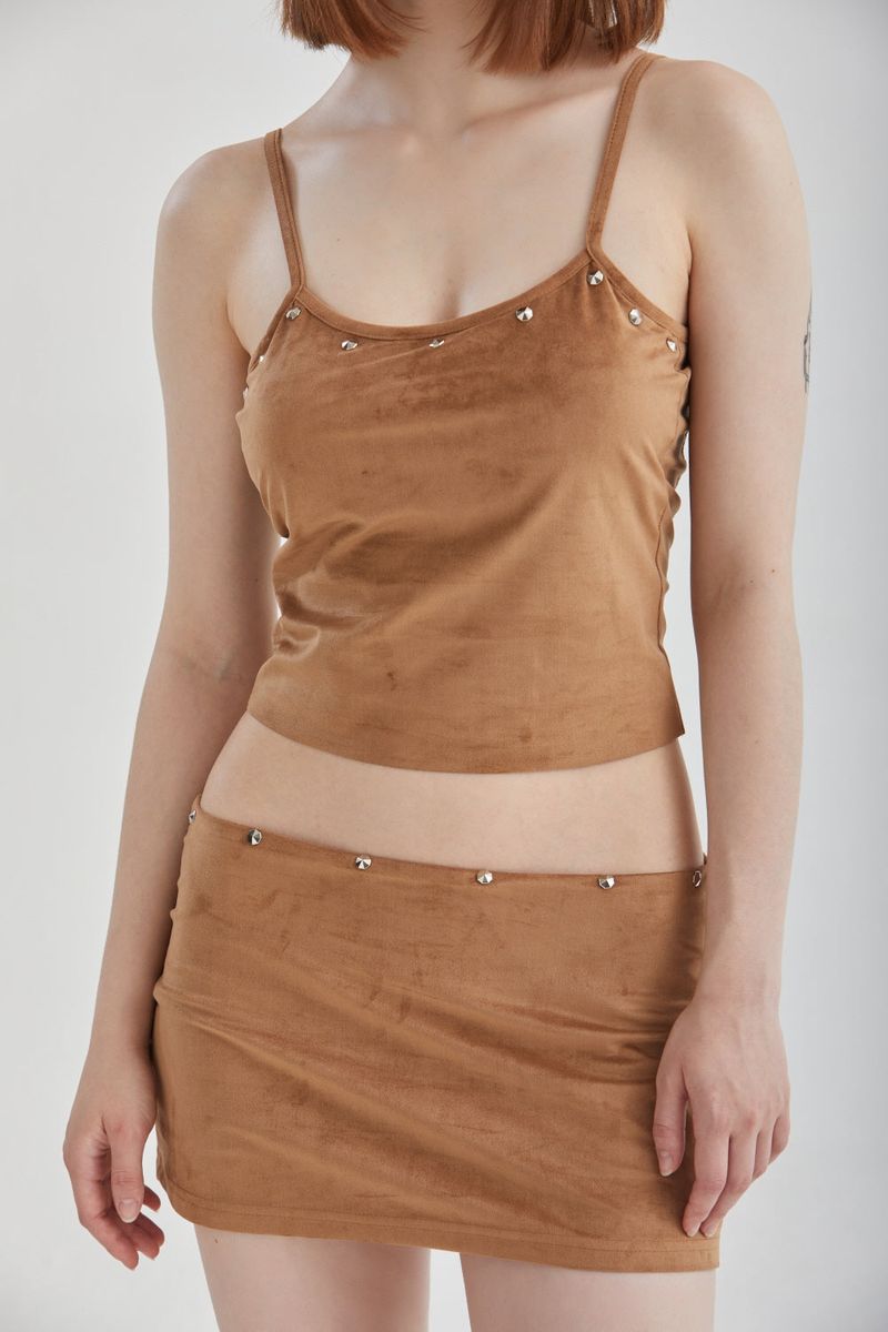 VELVET STUD SKIRT