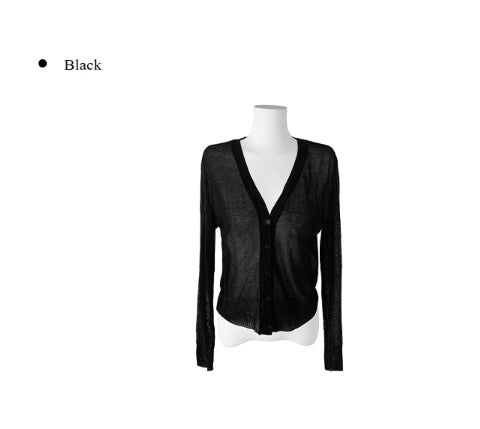Saku Ribbed See-Through Knit Cardigan