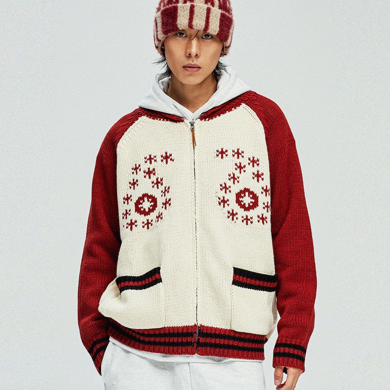 KND（ケイエンド）の「paisley cowichan cardigan burgundy（Tops）」