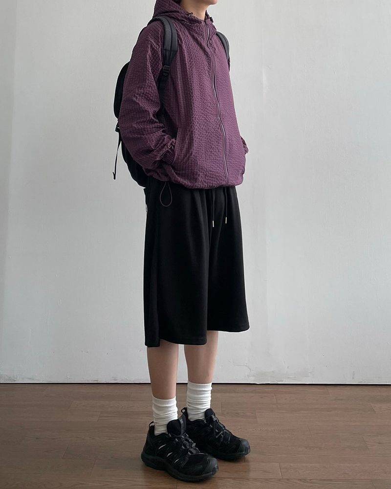 Burnt Check Hood Windbreaker