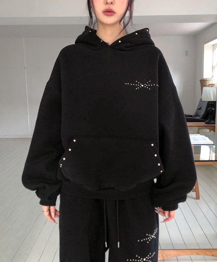 Glint Brushed Studded Hoodie