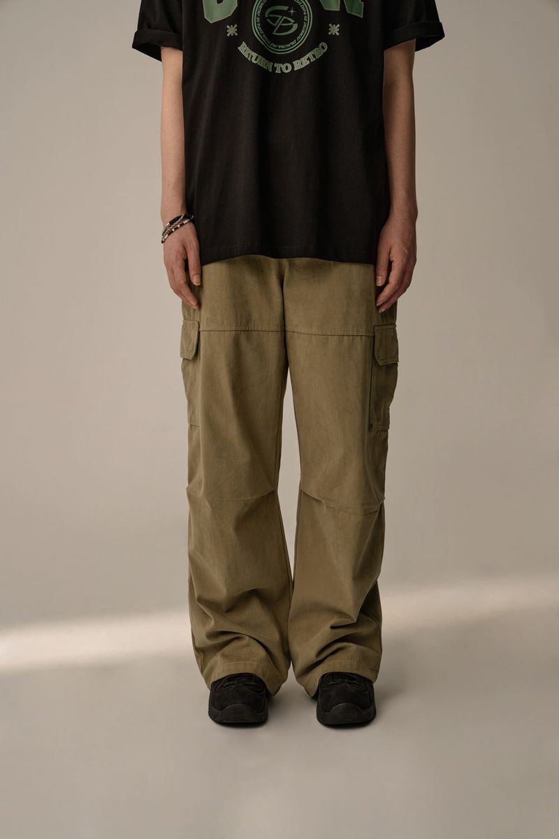 SUEDE COTTON CARGO PHANTS (KHAKI)