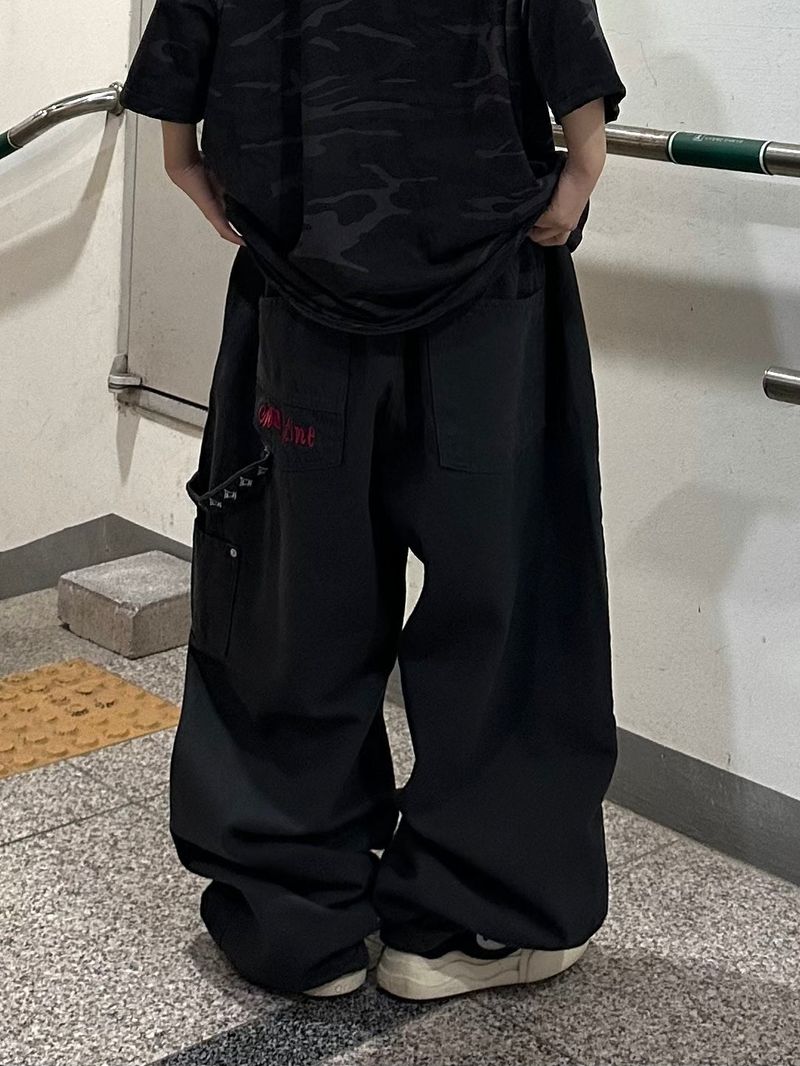 martin embroidered double-knee pants