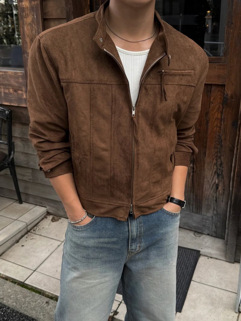Dip biker suede crop jacket