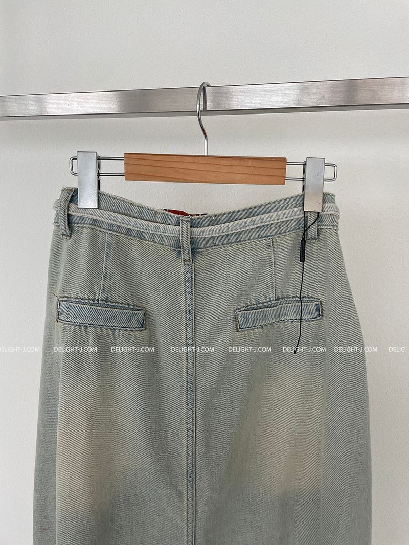 Strap belt Set Denim Long Skirt
