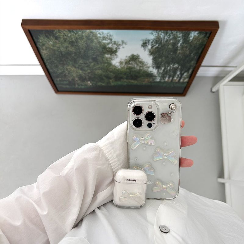 Bubble ribbon airpod clear hard case (airpods case)