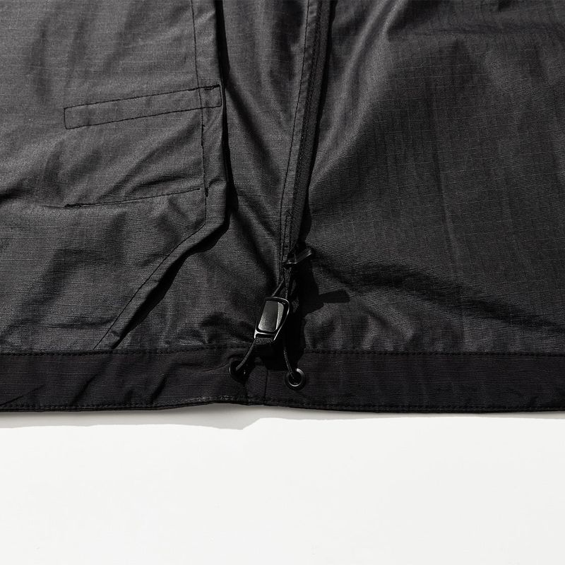 Nylon RIB Pullover Jacket - BLACK