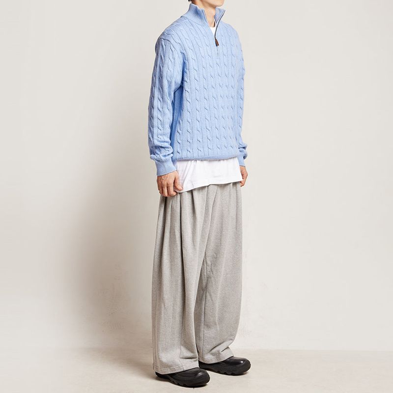 DAMP WIDE FIT TWO-TUCK PLEAT SWEAT PANTS