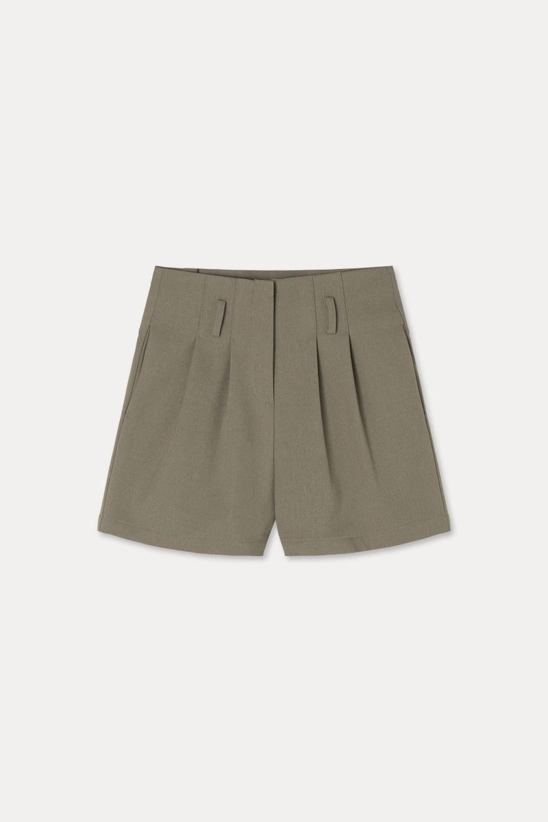 Twill Fintuck Shorts_Beige