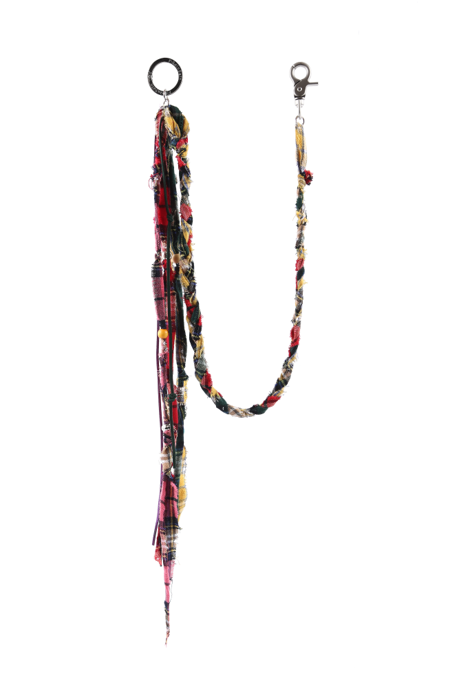 Check fabric layered key ring