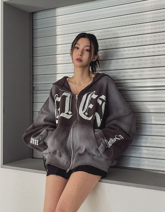 Bark Dirty Spray Two Way Hooded Zip-Up