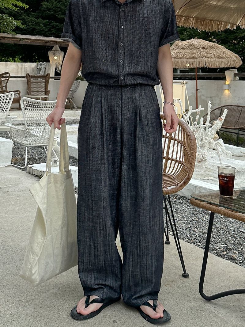 Olin linen two tuck wide denim