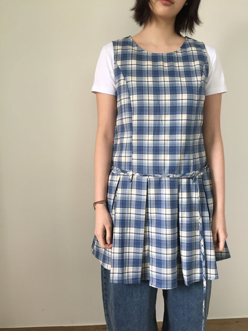Low Check Pleated Dress (2color)