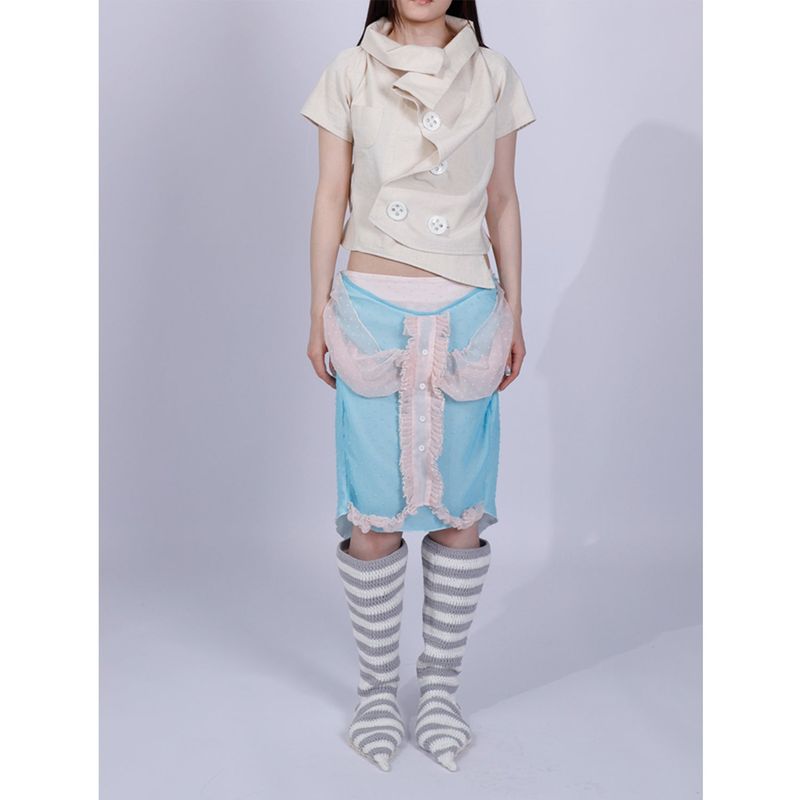 dot mesh skirt