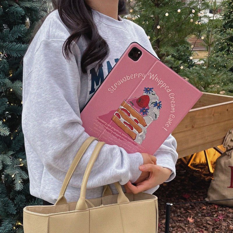 iPad Leatherette Case_Strawberry Whipped Cream Cake