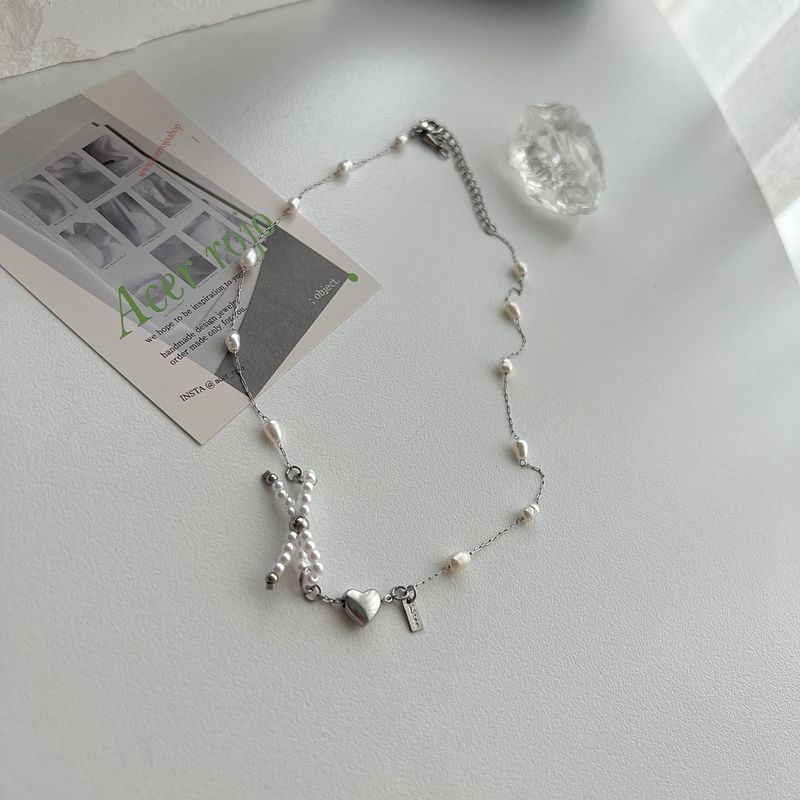 oru Ballet Core Innocent Natural Ribbon Fresh Pearl Short Layered Necklace