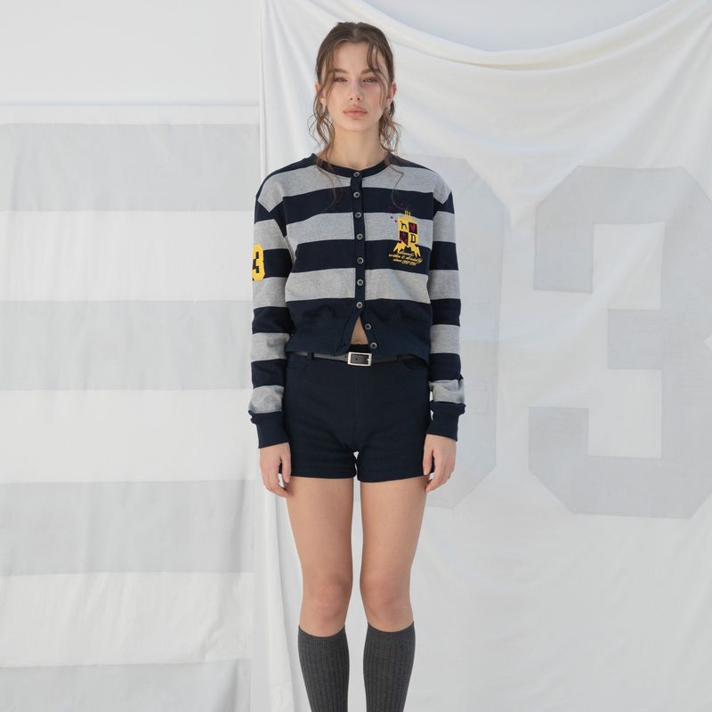CLASSIC CARDIGAN (NAVY/GREY STRIPE)