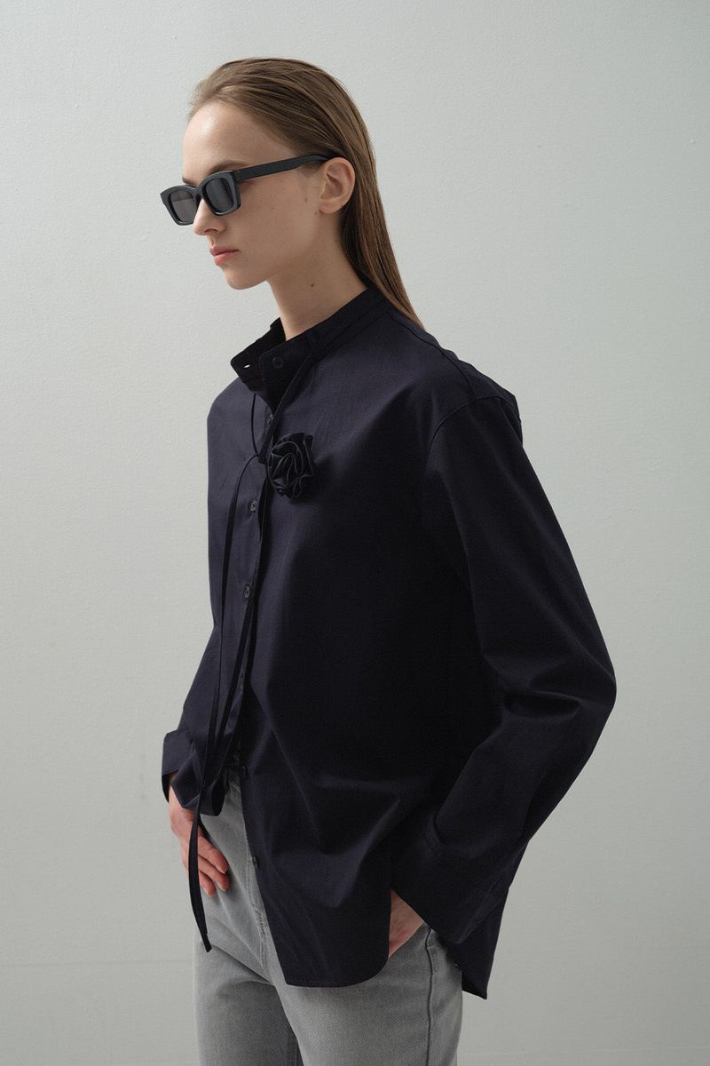 Brooch Convertible Shirt_Navy