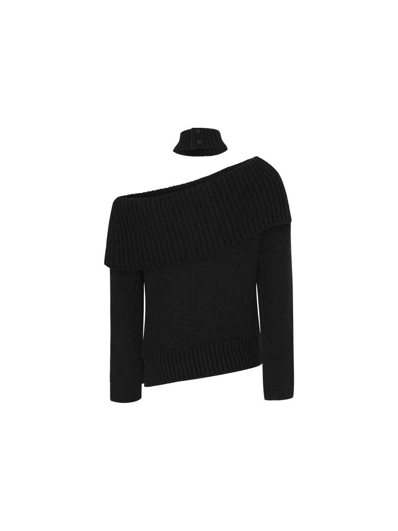 Muffler symbol knit set (Black)
