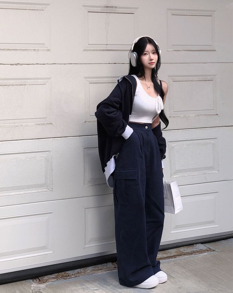 [BELLIDE MADE] suede pocket wide cargo pants