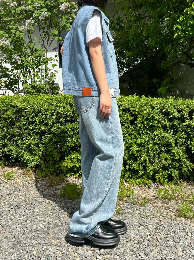 DENIM STRAP WIDE PANTS code 18105