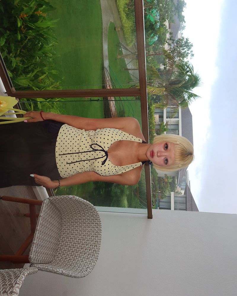 Star Shirring Ribbon Halterneck Sleeveless