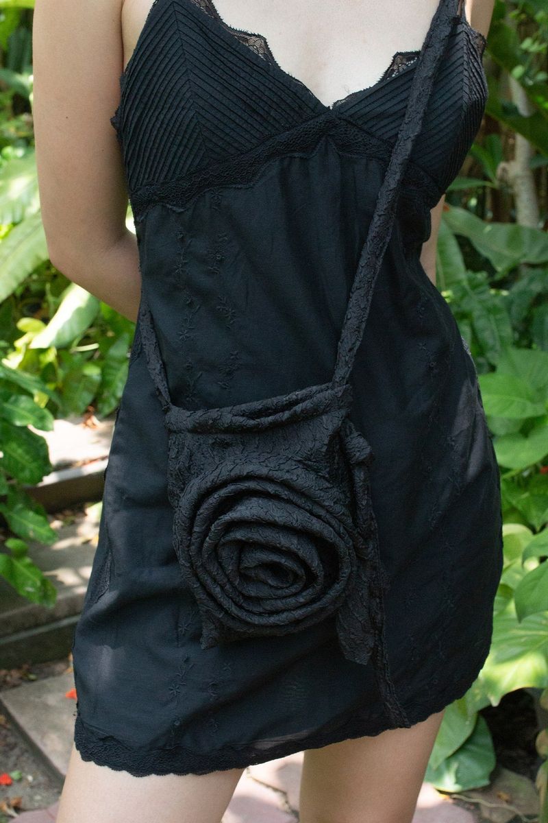Rose Jacquard Bag - Black