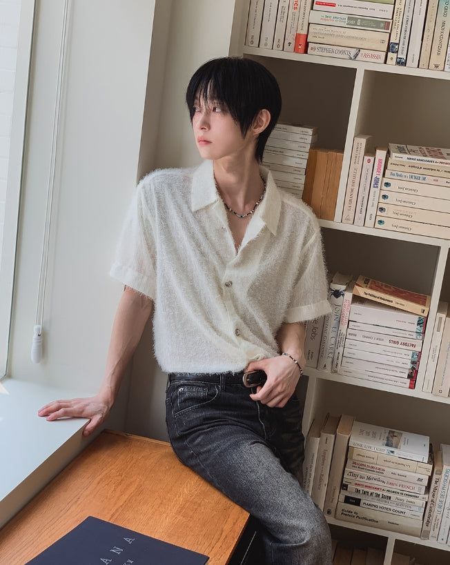 2PLAN（ツープラン）の「Robin Hairy Collared Short Sleeve Cardigan（Tops）」