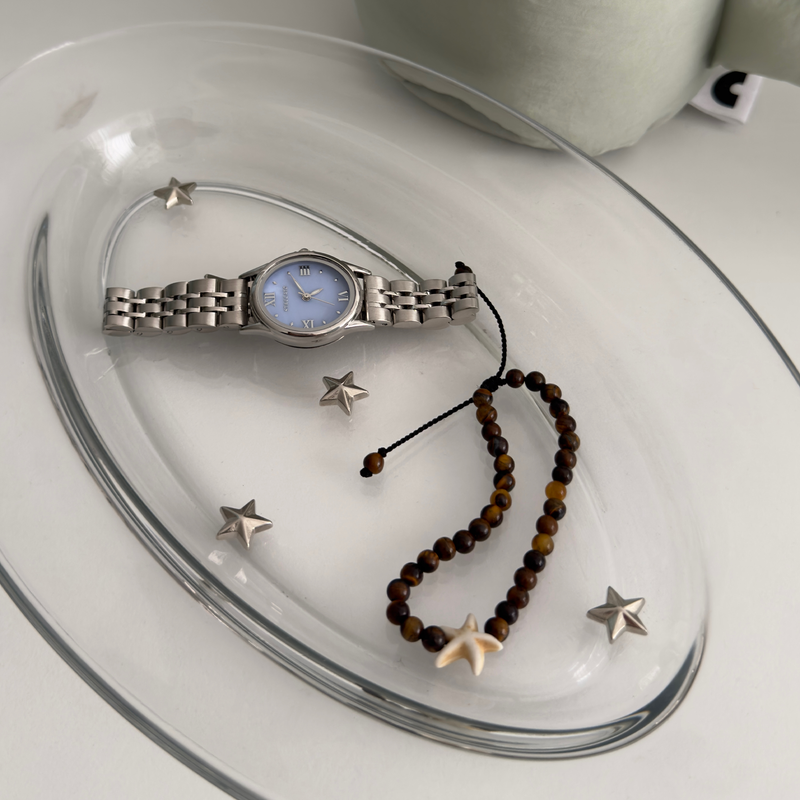 oval metal watch (blue)