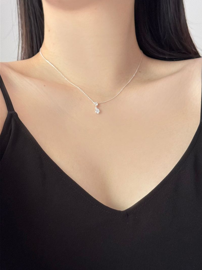 [silver 925] mini cubic earrings and necklace set