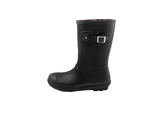 Roller Buckle Round Check Midi Rain Boots