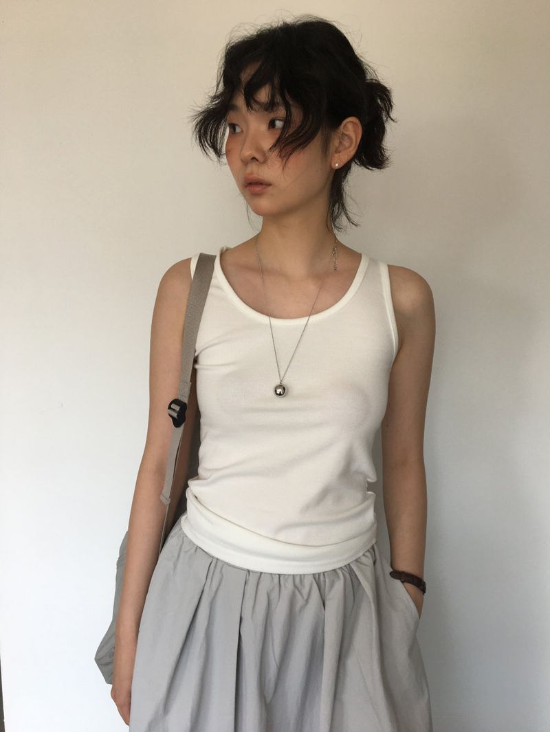 Silver Ball Long Necklace (1color)
