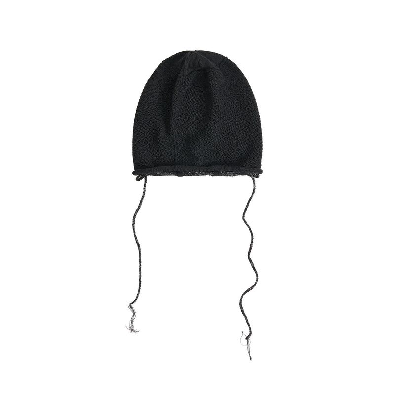 LONG STRING MESH BEANIE (BLACK)