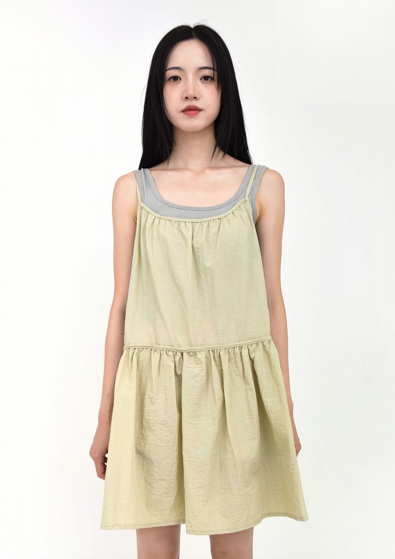 ribbon strap layered dress