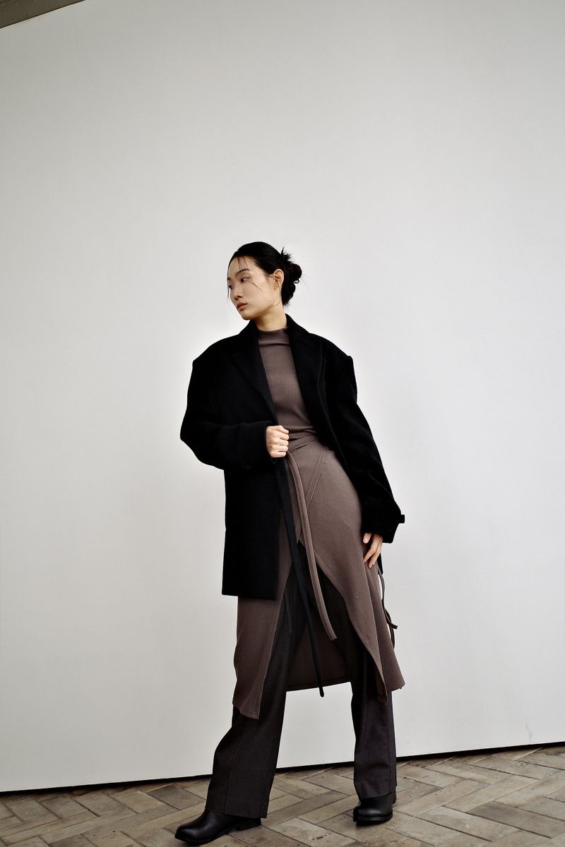 Fuzzy heavy wool coat, Black