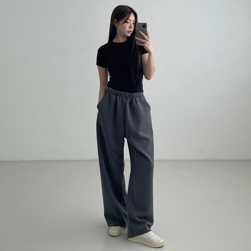 WIDE TR BANDING SLACKS [CHARCOAL]