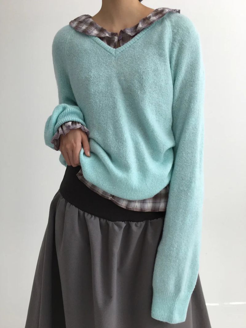 Dinf Frill Check Blouse (1color)
