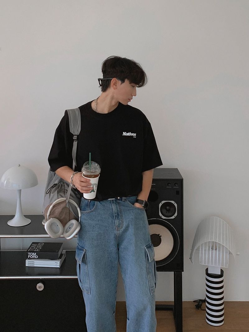 ASCLO Washed Denim Cargo Pants