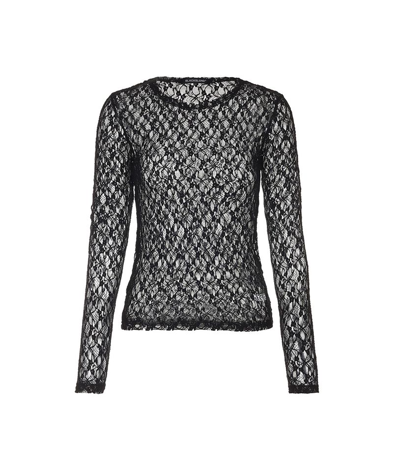 BLACKBLOND(ブラックブロンド)の「8287 Pierced Sheer Lace Long Sleeve Top (Black)(Tops)」
