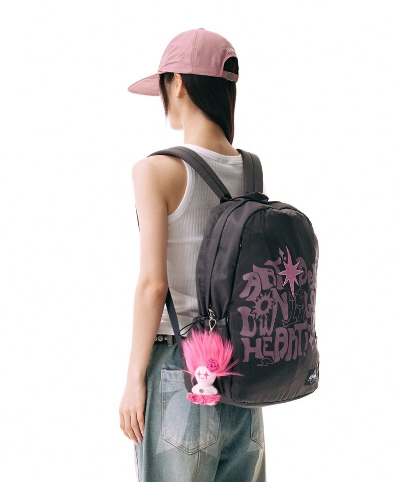 Printed Hidden Pocket Backpack (Gray)