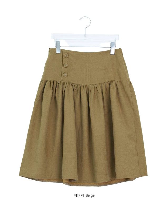 Lucier Button Pintuck Flare Midi Skirt
